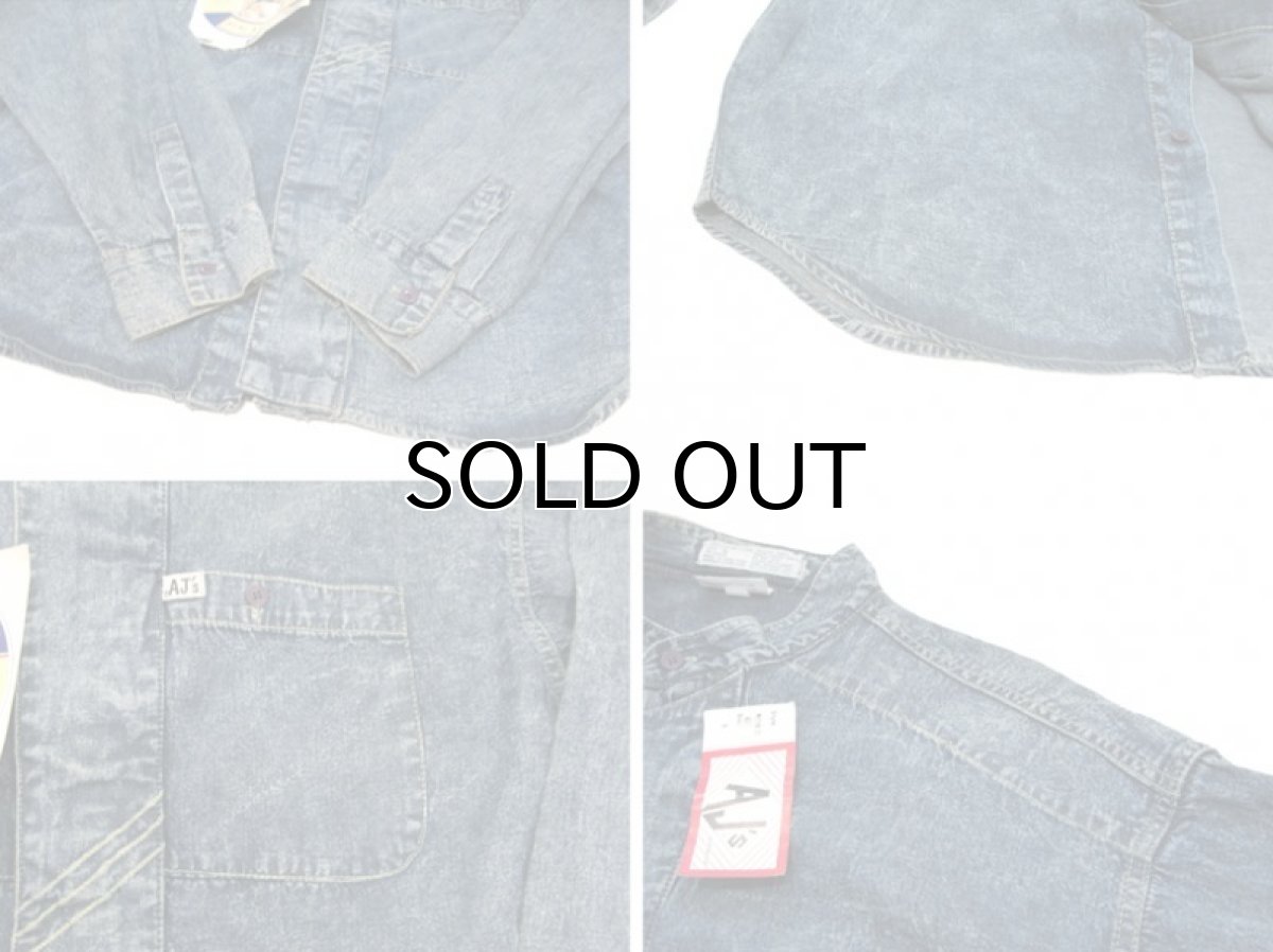 画像7: 1980's "AJ's" CHemical Wash Design Denim Shirts　Dead Stock　Blue Denim　size M (表記 S) (7)
