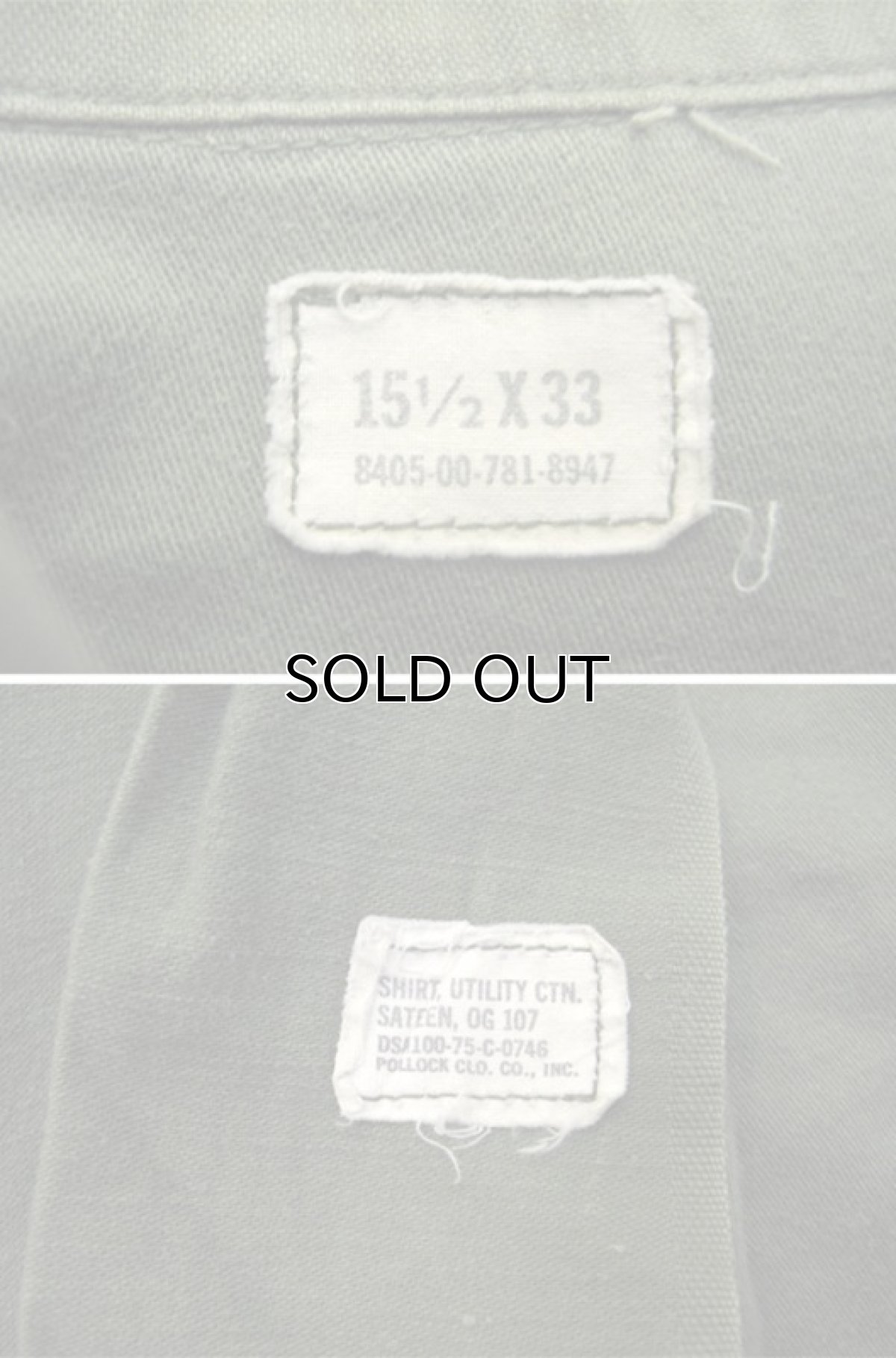 画像3: 1970's U.S.Military L/S Cotton Fatigue Shirts OLIVE size M - L (表記 15 1/2 x 33) (3)