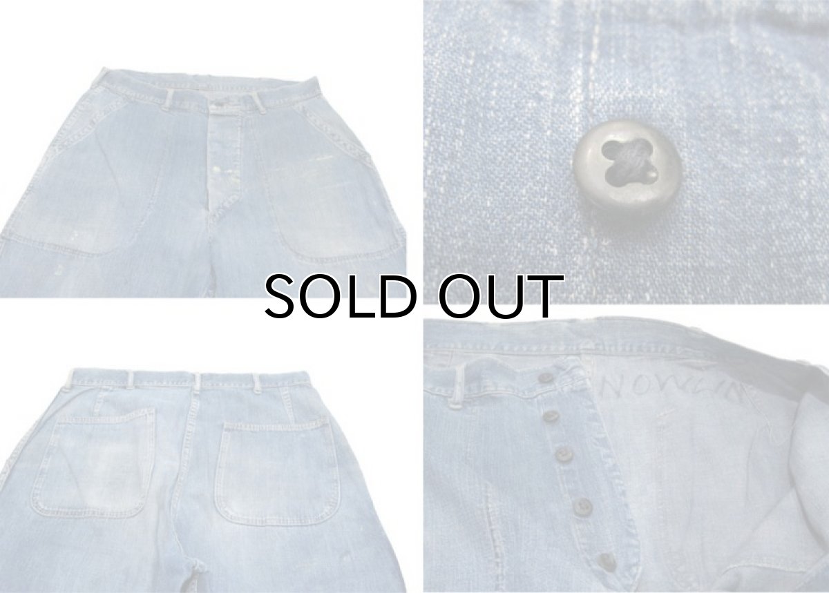 画像4: 1940's "US NAVY" Denim Deck Trousers　Indigo Blue　size w 32 inch (4)