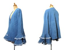 画像2: "COUTURE" Frill Sleeve Design Denim Jacket　BLUE　size M - L (表記 18) (2)