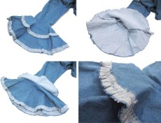 画像4: "COUTURE" Frill Sleeve Design Denim Jacket　BLUE　size M - L (表記 18) (4)