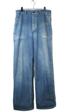 画像1: 1940's "US NAVY" Denim Deck Trousers　Indigo Blue　size w 32 inch (1)