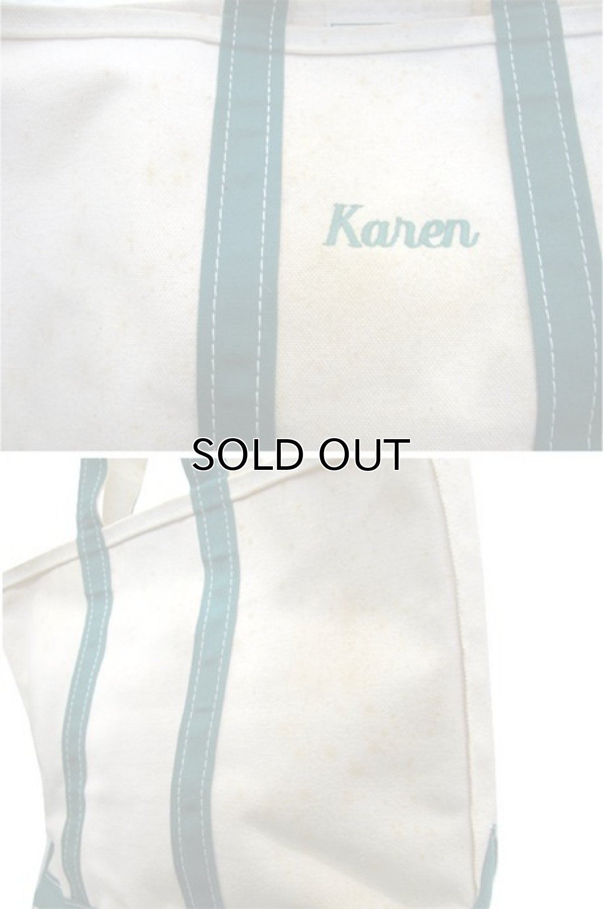 画像4: 1980-90's L.L.Bean Bote and Tote Bag "Karen"　Off White / Green (4)