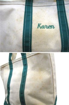 画像4: 1980-90's L.L.Bean Bote and Tote Bag "Karen"　Off White / Green (4)