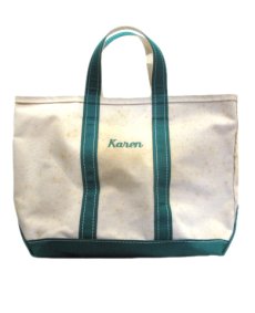 画像1: 1980-90's L.L.Bean Bote and Tote Bag "Karen"　Off White / Green (1)