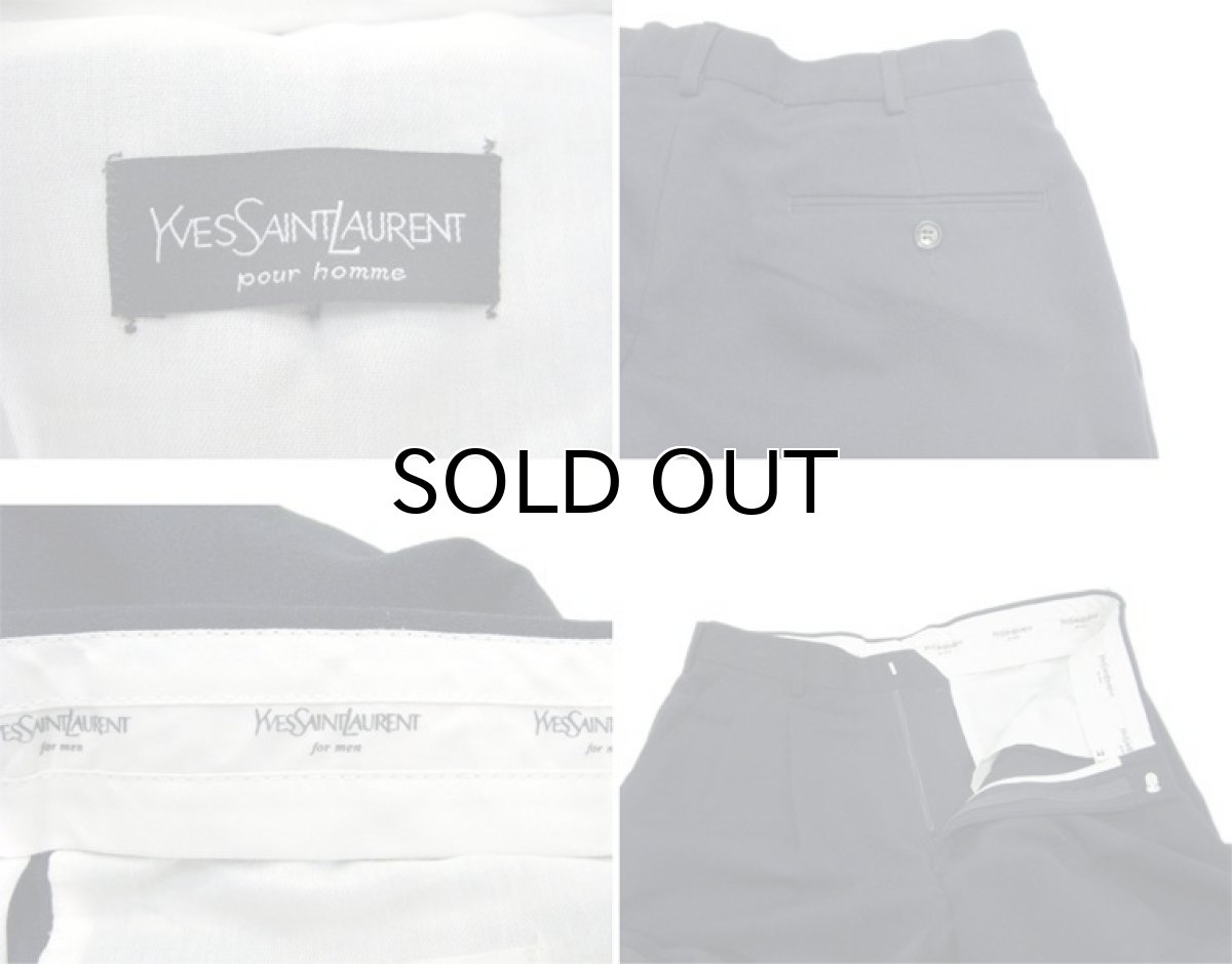 画像4: 1980's YVES SAINT LAURENT -pour homme- Tuck Trousers NAVY size w 31 inch (4)