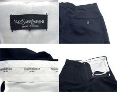 画像4: 1980's YVES SAINT LAURENT -pour homme- Tuck Trousers　NAVY　size w 31 inch (4)