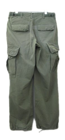 画像2: 1960's U.S.Military Cotton Poplin Rip-Stop Trousers　OLIVE　size w 32 inch (Regular / Small)　 (2)