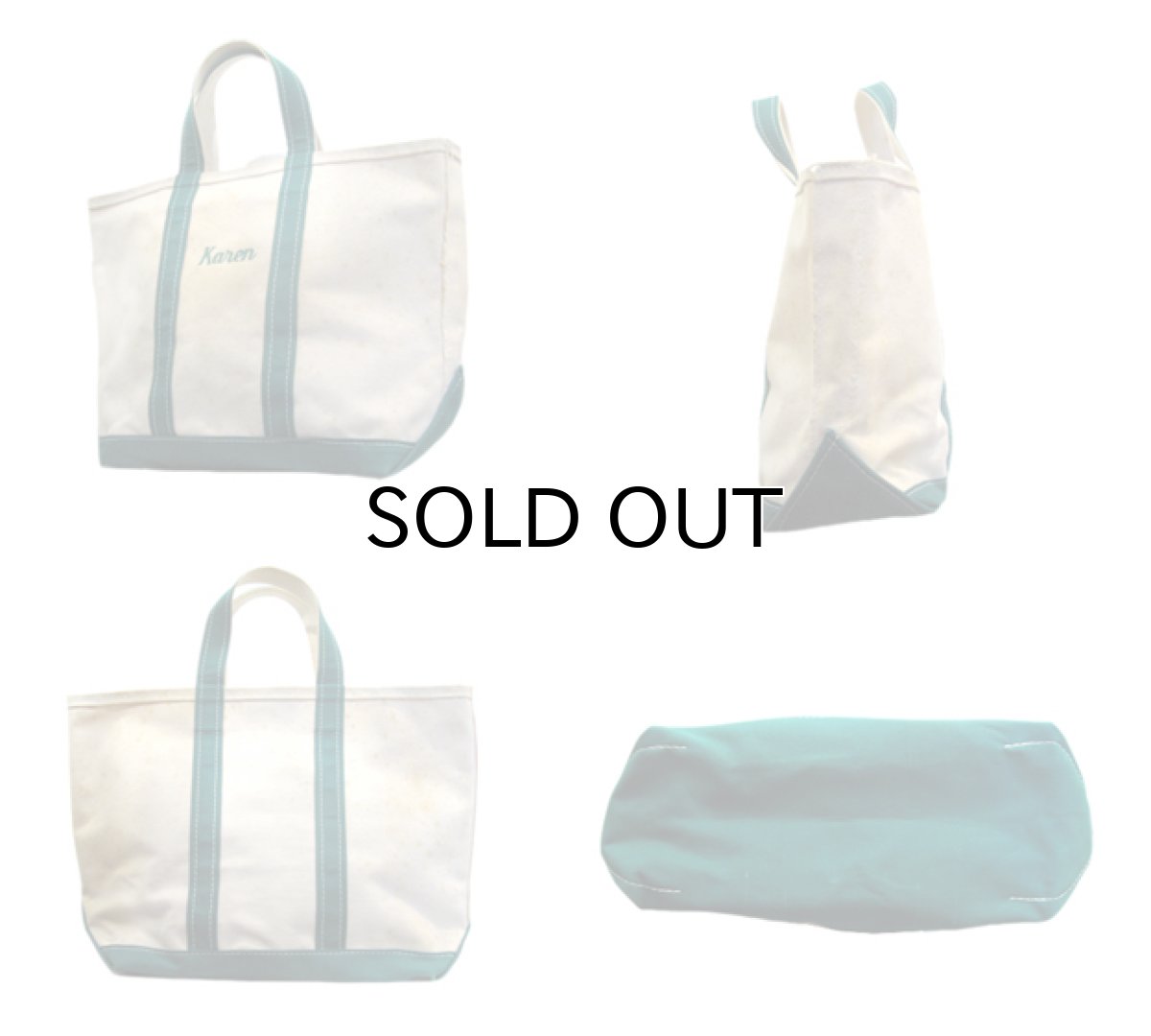 画像2: 1980-90's L.L.Bean Bote and Tote Bag "Karen"　Off White / Green (2)