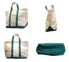 画像2: 1980-90's L.L.Bean Bote and Tote Bag "Karen"　Off White / Green (2)