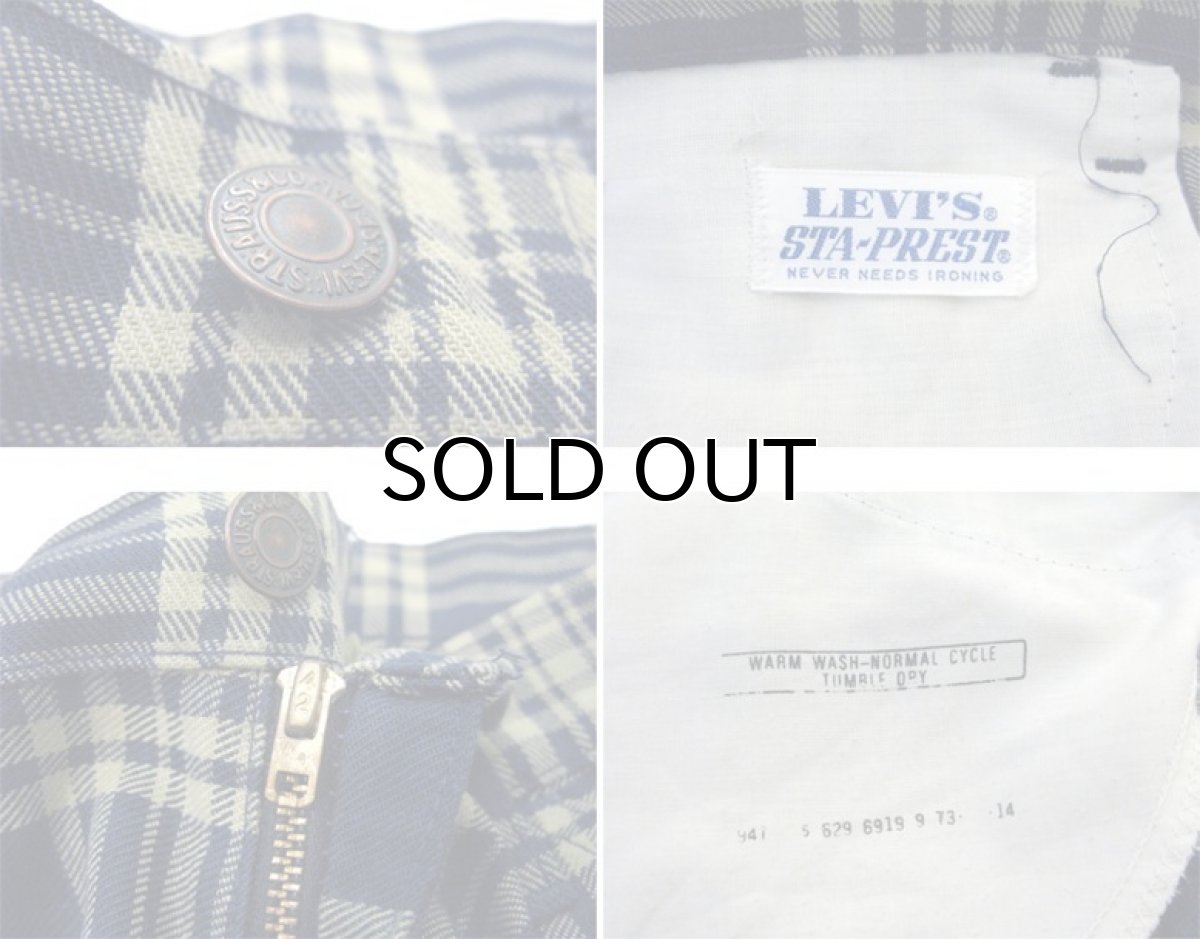 画像3: 1980's Levi's STA-PREST Lot : 629 Check Pattern Flare Pants Navy / Beige size w 31 inch (表記 不明) (3)