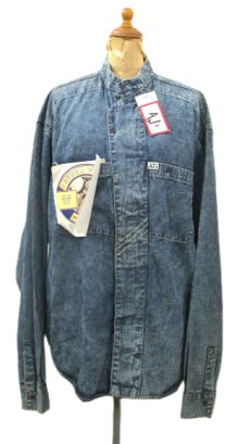 画像1: 1980's "AJ's" CHemical Wash Design Denim Shirts　Dead Stock　Blue Denim　size M (表記 S) (1)