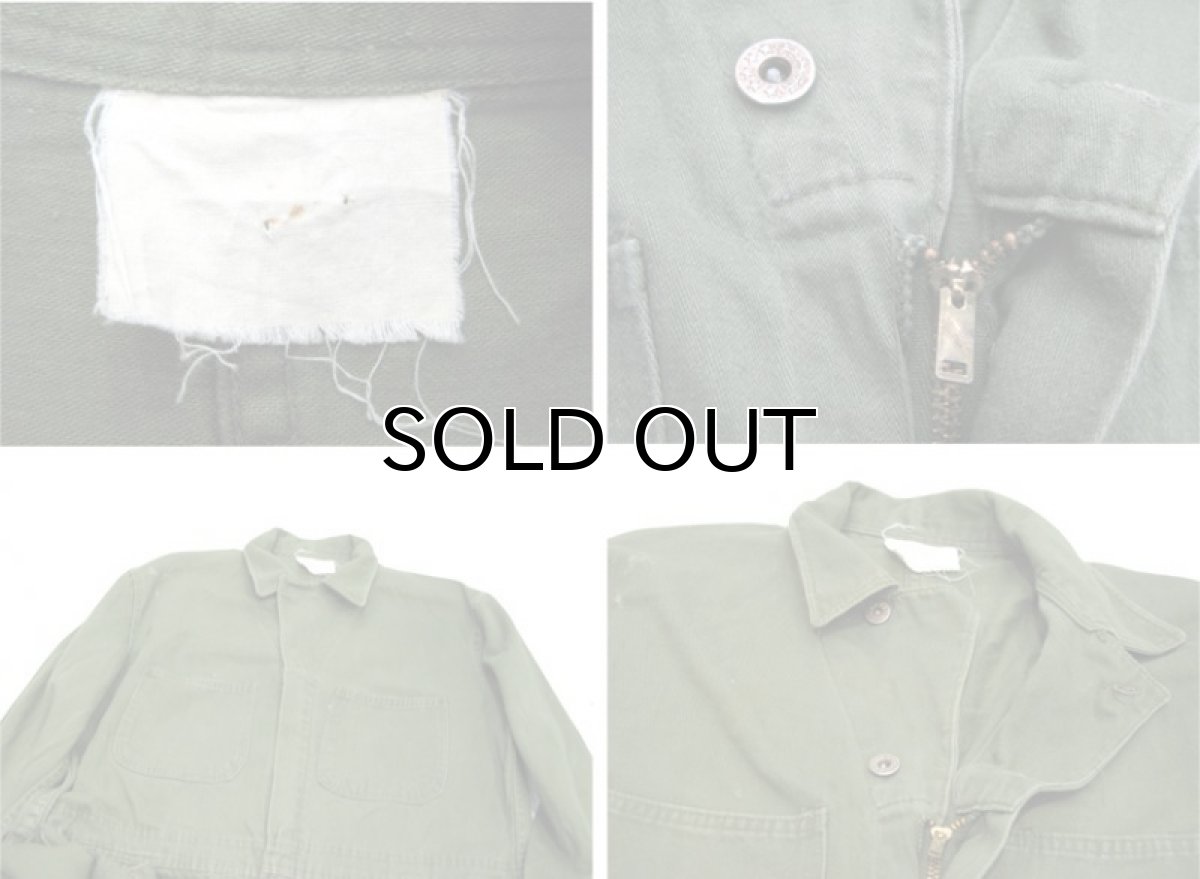 画像3: 1950's~ U.S.A Unknown Cotton Satin All in One OLIVE sizeM (表記 不明) (3)