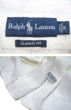 画像3: RALPH LAUREN L/S Linen BD Shirts　WHITE　size M - L (表記 S) (3)