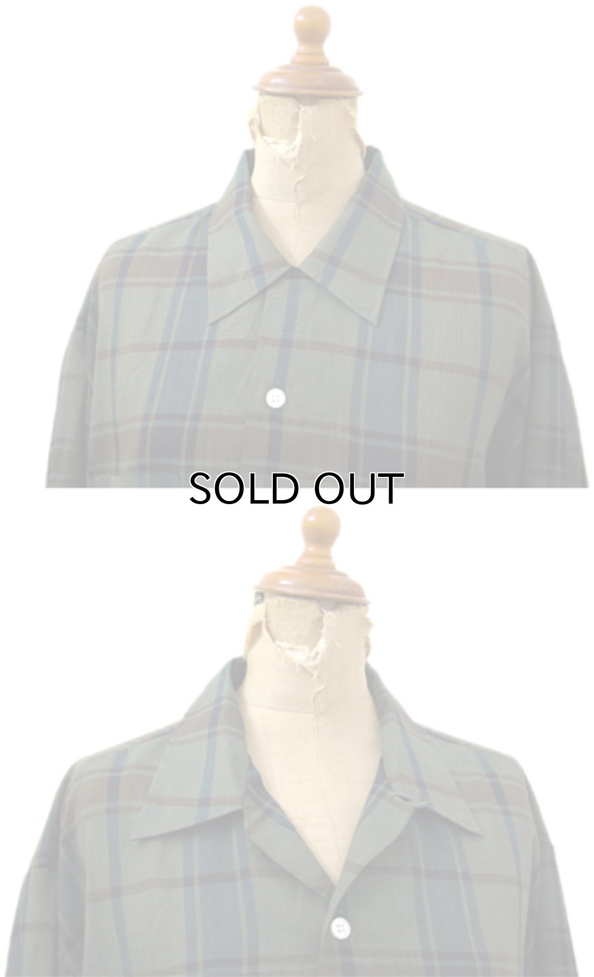 画像3: 1960's "The Halle Bros. Co." Check Pattern Box Shirts　GREEN　size L (表記 L 33) (3)