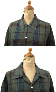 画像3: 1960's "The Halle Bros. Co." Check Pattern Box Shirts　GREEN　size L (表記 L 33) (3)