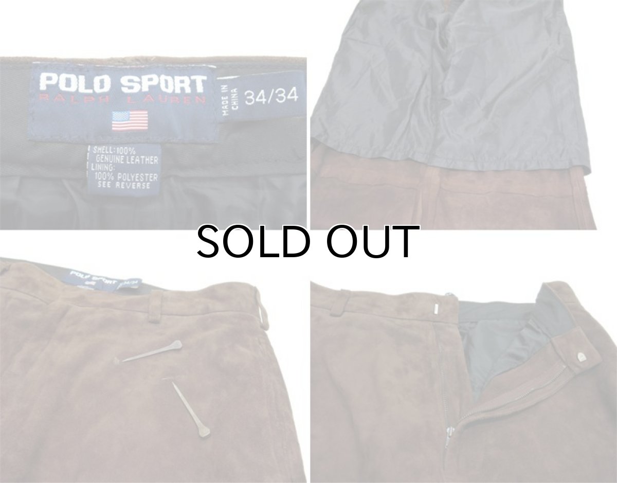 画像3: "POLO SPORT" Ralph Lauren Nuback Leather Trousers BROWN size w 34 inch (表記34/34) (3)