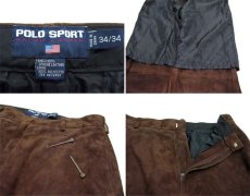 画像3: "POLO SPORT" Ralph Lauren Nuback Leather Trousers　BROWN　size w 34 inch (表記34/34) (3)
