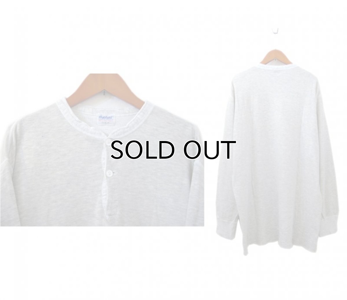 画像2: 1970's duofold Two Layer Henry Neck L/S Shirts Heather Grey size L-XL (表記 XL) (2)