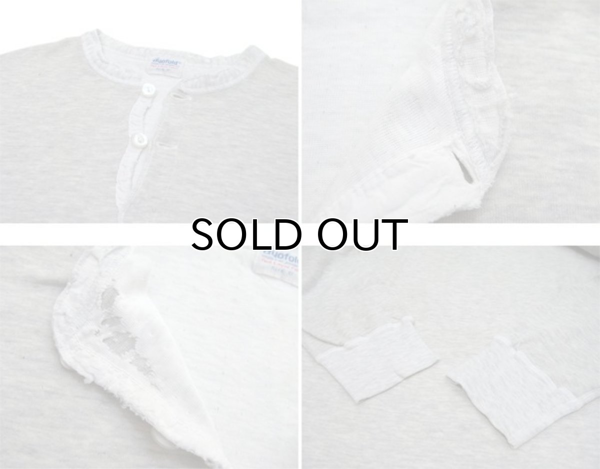 画像4: 1970's duofold Two Layer Henry Neck L/S Shirts Heather Grey size L-XL (表記 XL) (4)