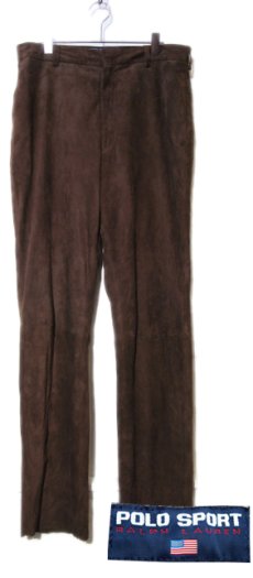 画像1: "POLO SPORT" Ralph Lauren Nuback Leather Trousers　BROWN　size w 34 inch (表記34/34) (1)