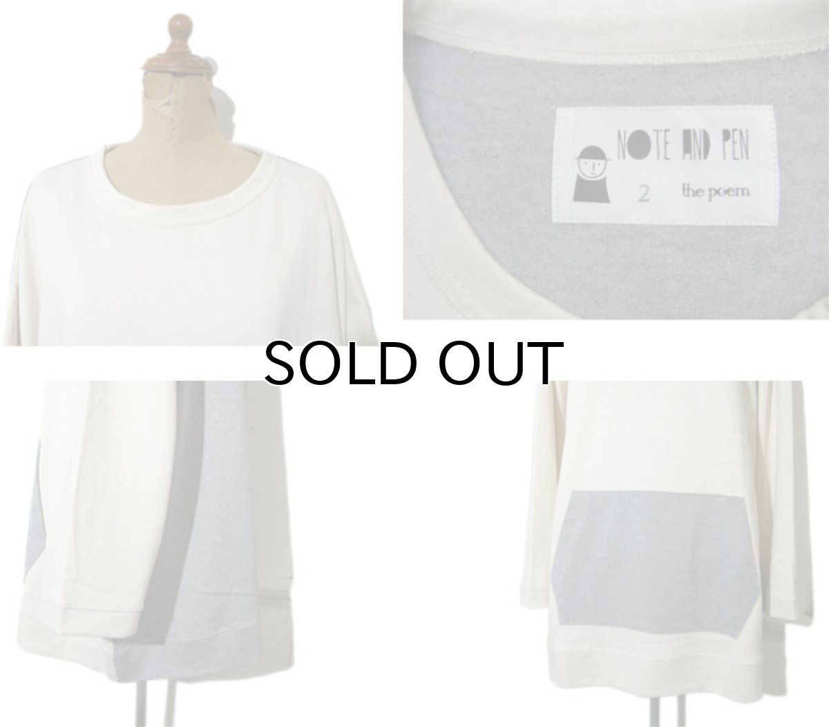 画像2: " Note and Pen the poem " ノートとペン  "ポエムのTee"(袖九分目)  "Kangaroo Pocket"  OFF / GREY (2)