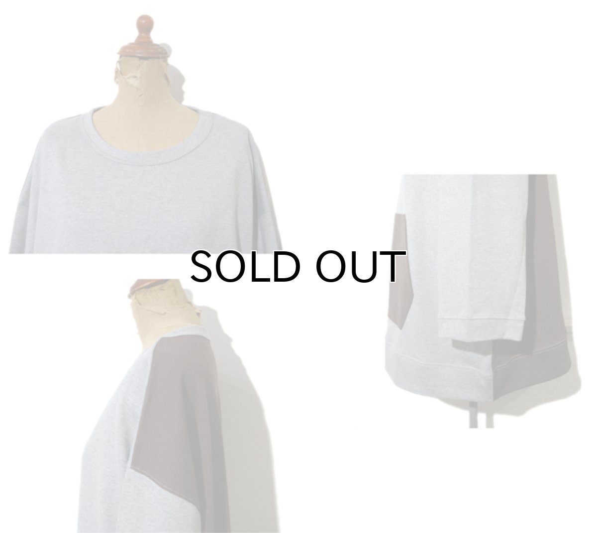 画像2: " Note and Pen the poem " ノートとペン  "ポエムのTee"(袖九分目)  "Kangaroo Pocket"  GREY / BROWN (2)