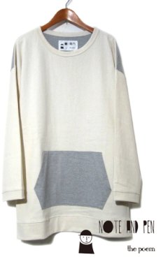 画像1: " Note and Pen the poem " ノートとペン  "ポエムのTee"(袖九分目)  "Kangaroo Pocket"  OFF / GREY (1)