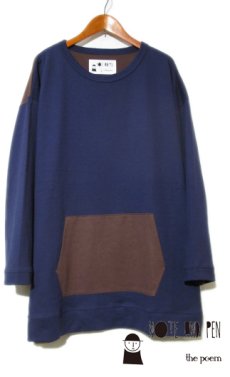 画像1: " Note and Pen the poem " ノートとペン  "ポエムのTee"(袖九分目)  "Kangaroo Pocket"  NAVY / BROWN (1)