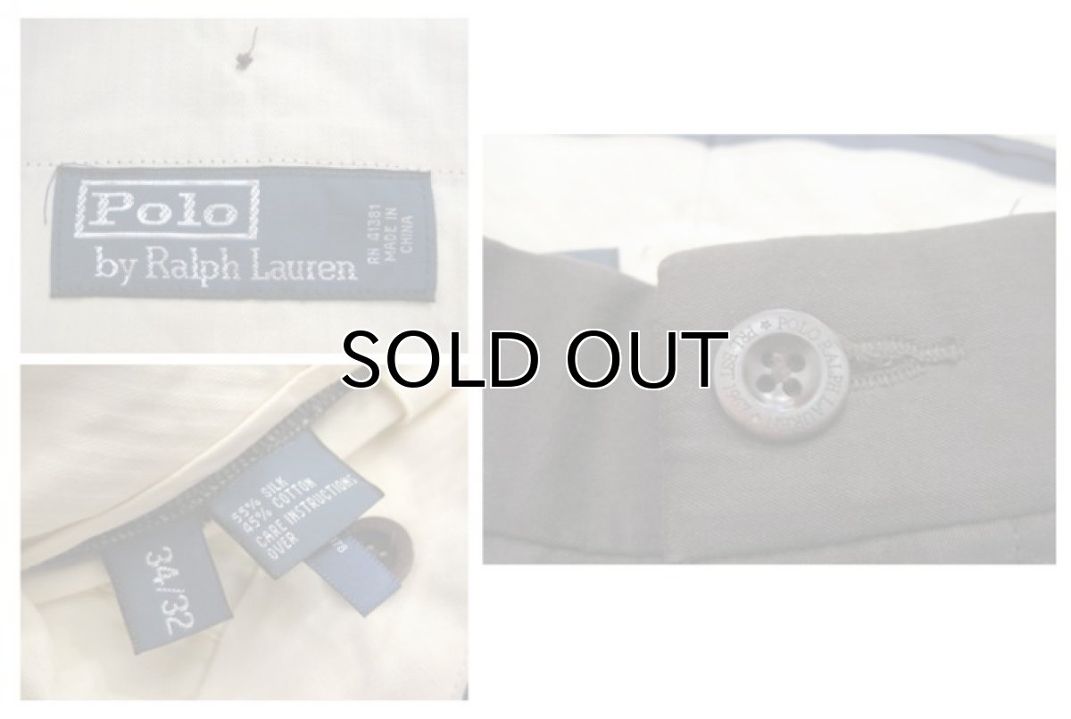 画像4: "POLO by Ralph Lauren"  Silk / Cotton  Straight Trousers BROWN size w 35 inch (表記34/32) (4)