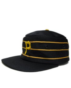 画像1: 1980's MLB Official "Pittsburgh Pirates" Pill Box Cap　Black / Yellow　size  表記 6 5/8 - 7 1/4 (1)