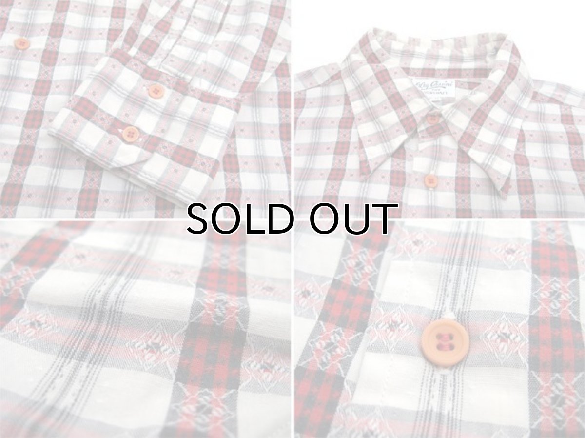 画像4: 1960-70's "Oleg Cassini" Check Pattern L/S Shirts Natural / Red size L (表記 16 1/2) (4)