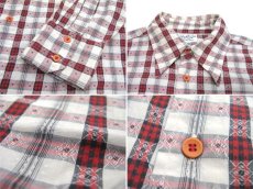 画像4: 1960-70's "Oleg Cassini" Check Pattern L/S Shirts　Natural / Red　size L (表記 16 1/2) (4)