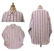 画像2: 1960-70's "Oleg Cassini" Check Pattern L/S Shirts　Natural / Red　size L (表記 16 1/2) (2)