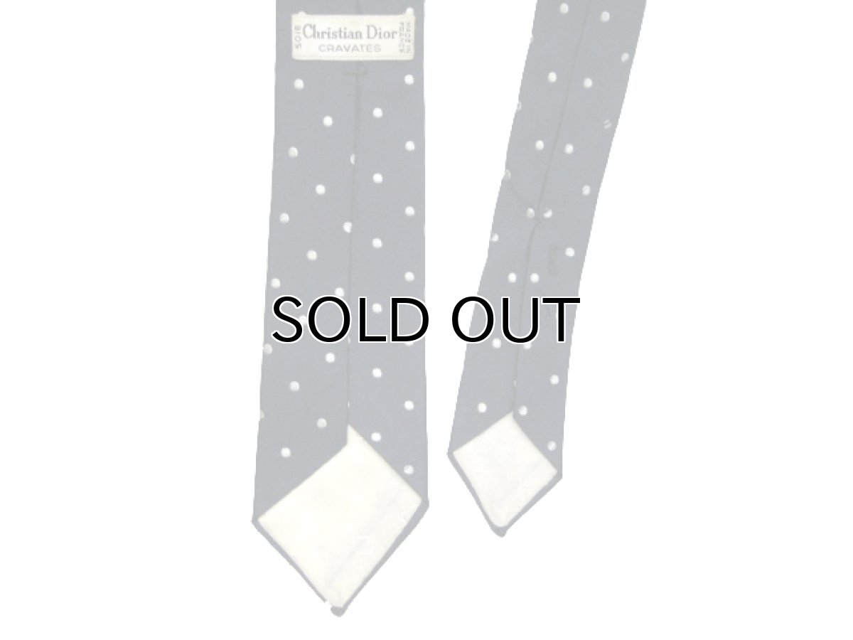 画像3: 1980's "Christian Dior" Pin Dot Narrow Tie color : Navy (3)