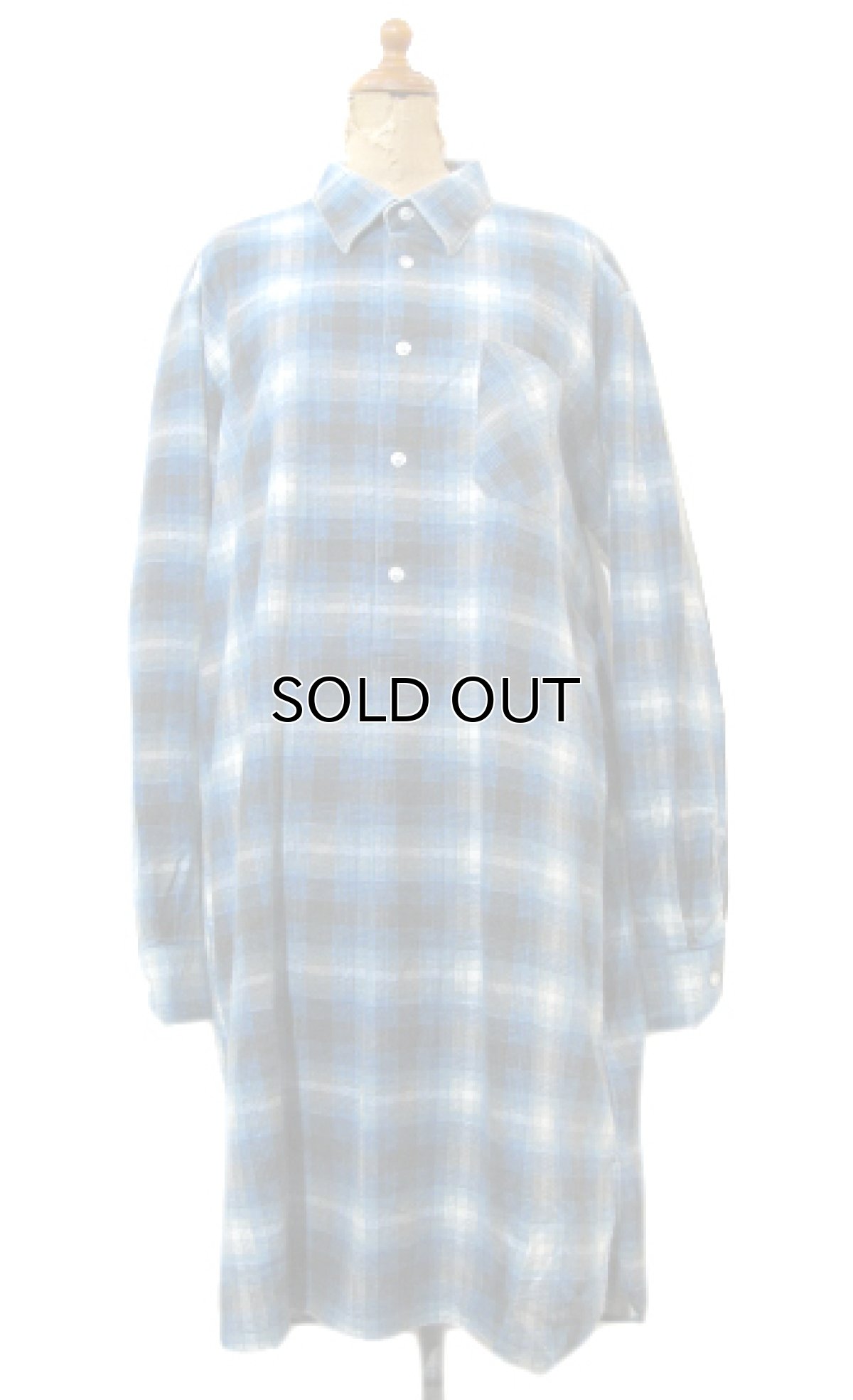 画像1: OLD French Cotton Flannel Pullover Check Shirts　Blue　size M - L (表記 43/44) (1)