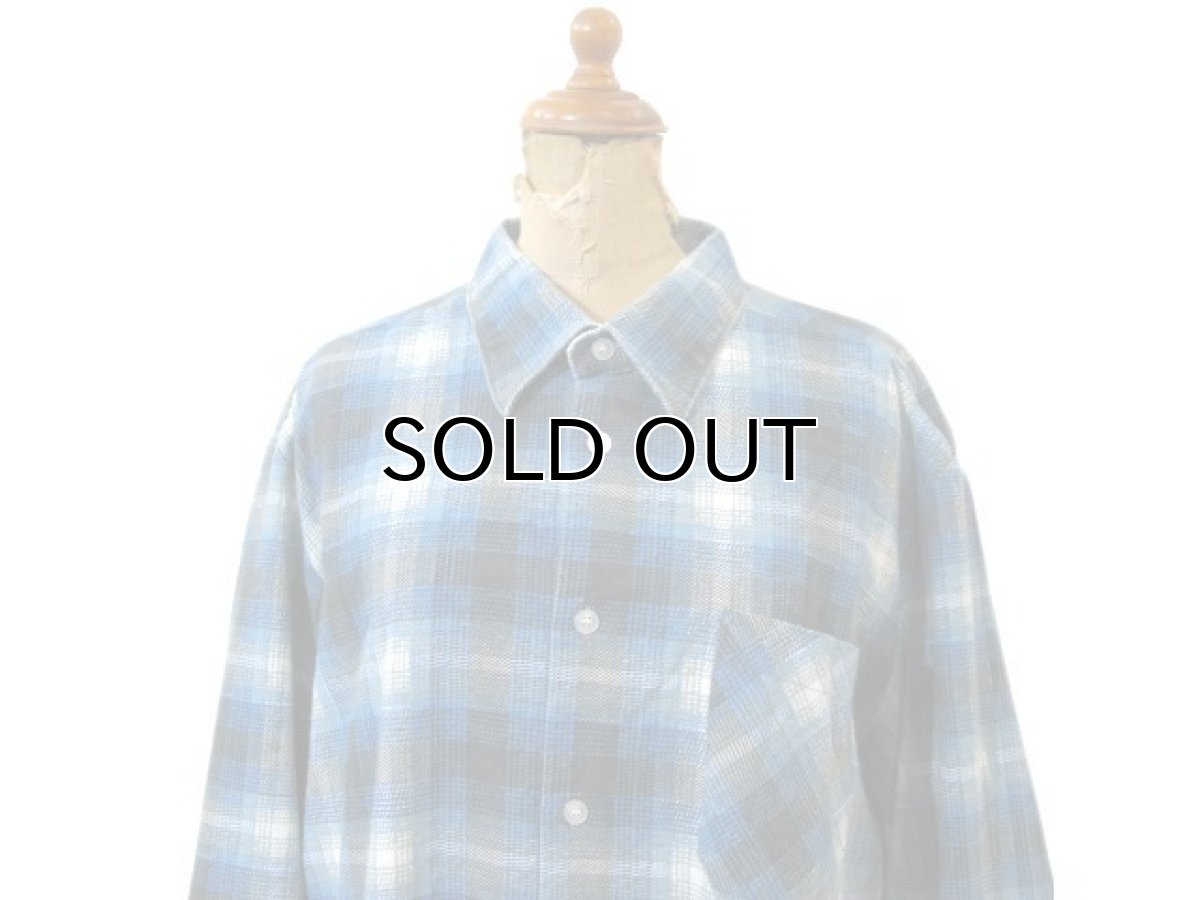 画像3: OLD French Cotton Flannel Pullover Check Shirts　Blue　size M - L (表記 43/44) (3)
