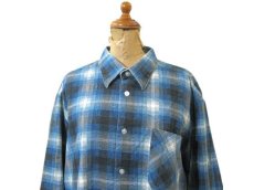 画像3: OLD French Cotton Flannel Pullover Check Shirts　Blue　size M - L (表記 43/44) (3)