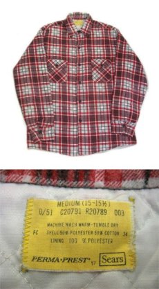 画像3: 1970's "Sears" Check Pattern Flannel Shirts with Quilting Liner　Red　size M-L (表記  M 15-15 1/2) (3)