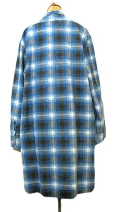 画像2: OLD French Cotton Flannel Pullover Check Shirts　Blue　size M - L (表記 43/44) (2)