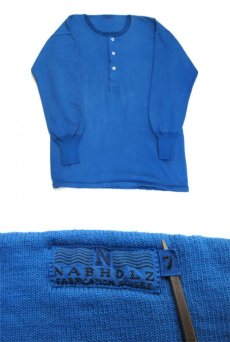 画像4: ~1960's Europe Cotton Pile Henley Neck Shirts　Dead Stock Over-Dye　Blue　size M (表記 7) (4)