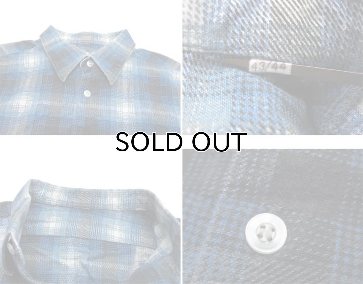 画像4: OLD French Cotton Flannel Pullover Check Shirts　Blue　size M - L (表記 43/44) (4)