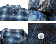 画像4: OLD French Cotton Flannel Pullover Check Shirts　Blue　size M - L (表記 43/44) (4)