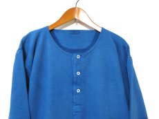 画像3: ~1960's Europe Cotton Pile Henley Neck Shirts　Dead Stock Over-Dye　Blue　size M (表記 7) (3)