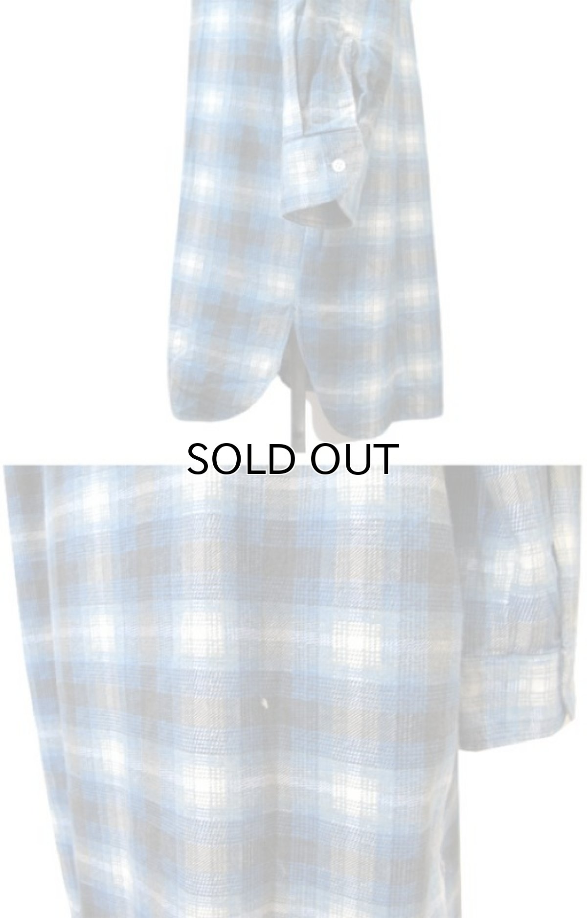 画像6: OLD French Cotton Flannel Pullover Check Shirts　Blue　size M - L (表記 43/44) (6)