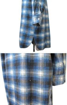 画像6: OLD French Cotton Flannel Pullover Check Shirts　Blue　size M - L (表記 43/44) (6)