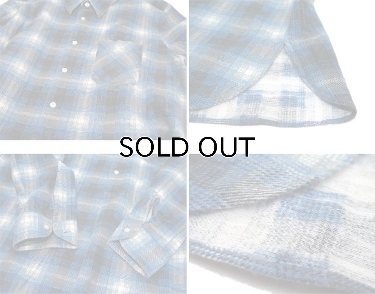 画像5: OLD French Cotton Flannel Pullover Check Shirts　Blue　size M - L (表記 43/44) (5)