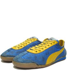 画像1: 1970's~ PUMA "TAHARA" Nylon Sneaker -made in TAIWAN-　Blue / Yellow　表記不明 (25.5cm ~ 26cm) (1)