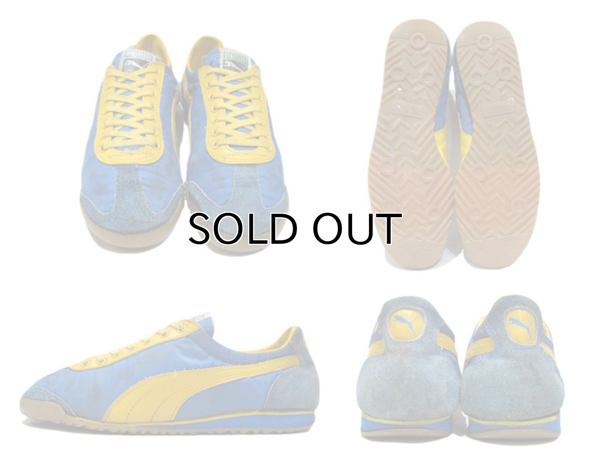 画像2: 1970's~ PUMA "TAHARA" Nylon Sneaker -made in TAIWAN- Blue / Yellow 表記不明 (25.5cm ~ 26cm) (2)