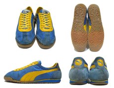 画像2: 1970's~ PUMA "TAHARA" Nylon Sneaker -made in TAIWAN-　Blue / Yellow　表記不明 (25.5cm ~ 26cm) (2)